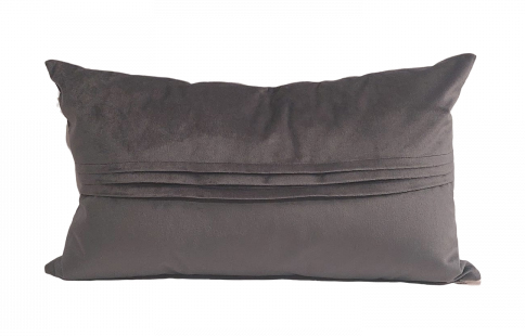 Cojín decorativo Lumbar Gris Oxford con funda desmontable y suave relleno de fibra microgel 100% poliéster, medidas 30 cm x 50 cm